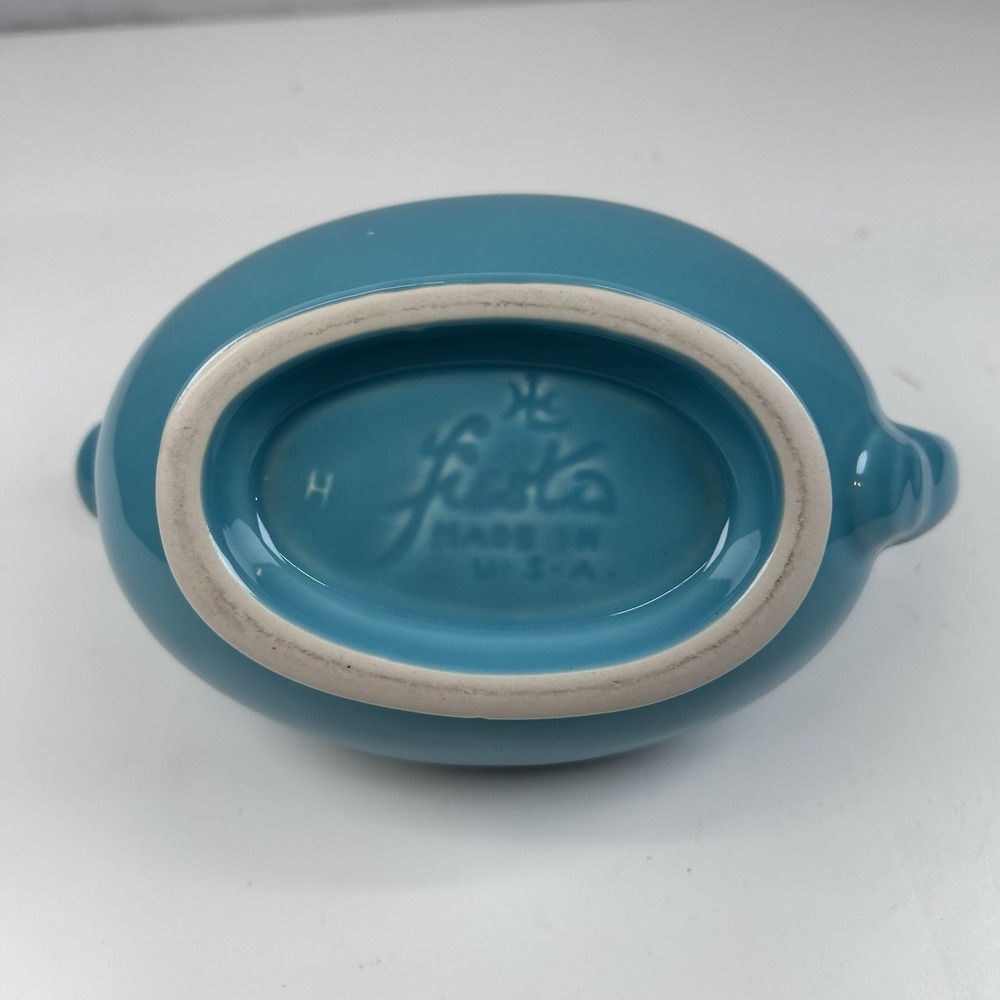 Homer Laughlin Fiesta Ware Turquoise Gravy Boat Kitchen Serving Sauce - Picture 7 of 7